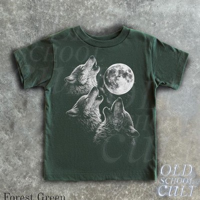 Vintage Three Wolf Moon Kids Shirt, Children's Wildlife 90s Clothing,