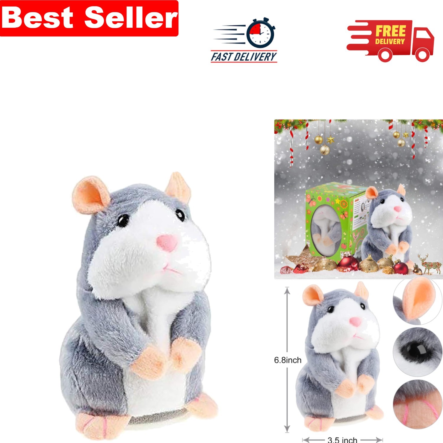 Talking Hamster Plush Toy - Interactive Voice Mimicry for Kids & Adults