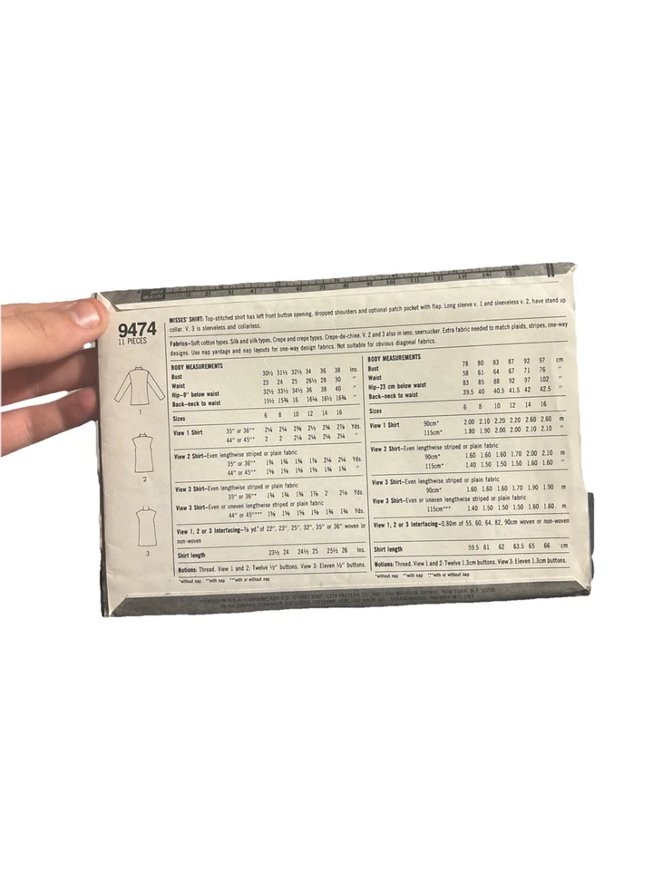 Simplicity 9474 Sewing Pattern – Misses’ Blouse / Tunic Top (Size 10, 1980s) - Image 2 of 3