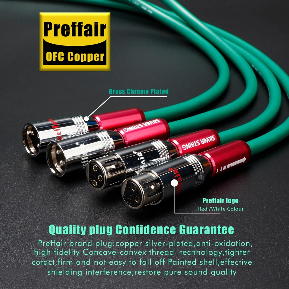 PREFFAIR HIFI Microphone XLR Cable OFC Copper 24K Gold Plate Plug for Studio/Home Theater