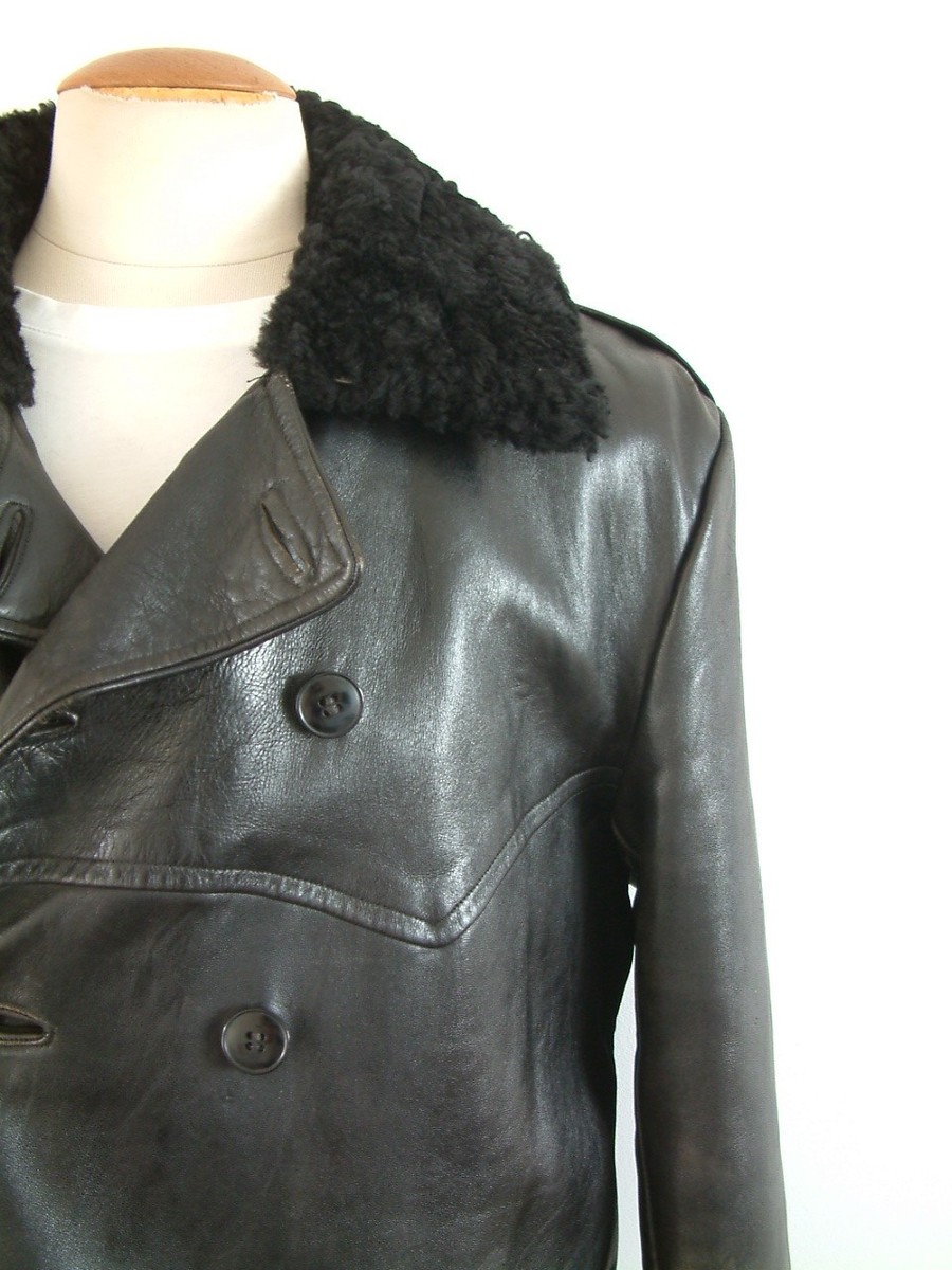 1940's SWEDISH MILITARY LEATHER COAT..40
