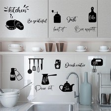 Black Bowl Kitchenware Utensil Kitchen Wall Stickers, DIY Kitchen Quotes Wall...