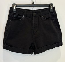 No Boundaries Black Denim Shorts Cuffed Stretch Pockets Women's Juniors Size 9