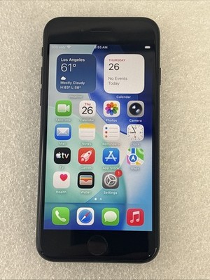 Apple iPhone SE 3 (A2595) 128GB, iOS 26, Unlocked - Midnight *Read