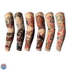 Tattoo Sleeves for Men, 6Pcs Arm Sleeves Fake Tattoos Sleeves to Cover Arms S...