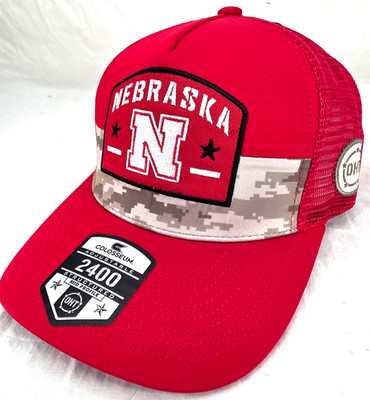 NEW Nebraska Cornhuskers Red Patch Mesh Colosseum Trucker Snapback Cap Hat OS