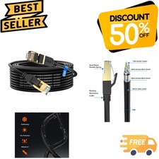 Heavy Duty 40FT Cat 8 Ethernet Cable - Gold Plated RJ45 for Ultra-Fast Internet