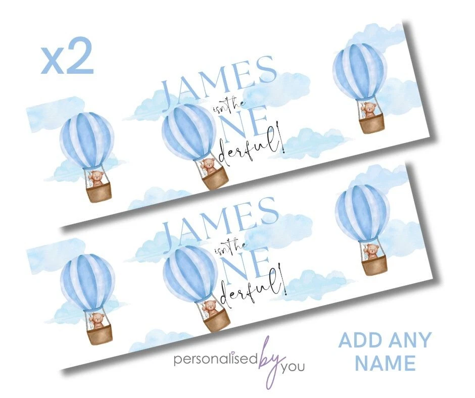 MADVINYL 2x Personalised ONEderful THEME 1st Birthday Banners LARGE Poster Add Name BLUE