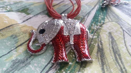 Ganesh elephant diamonte necklace spiritual hindu vedic india red sparkly - Picture 10 of 12
