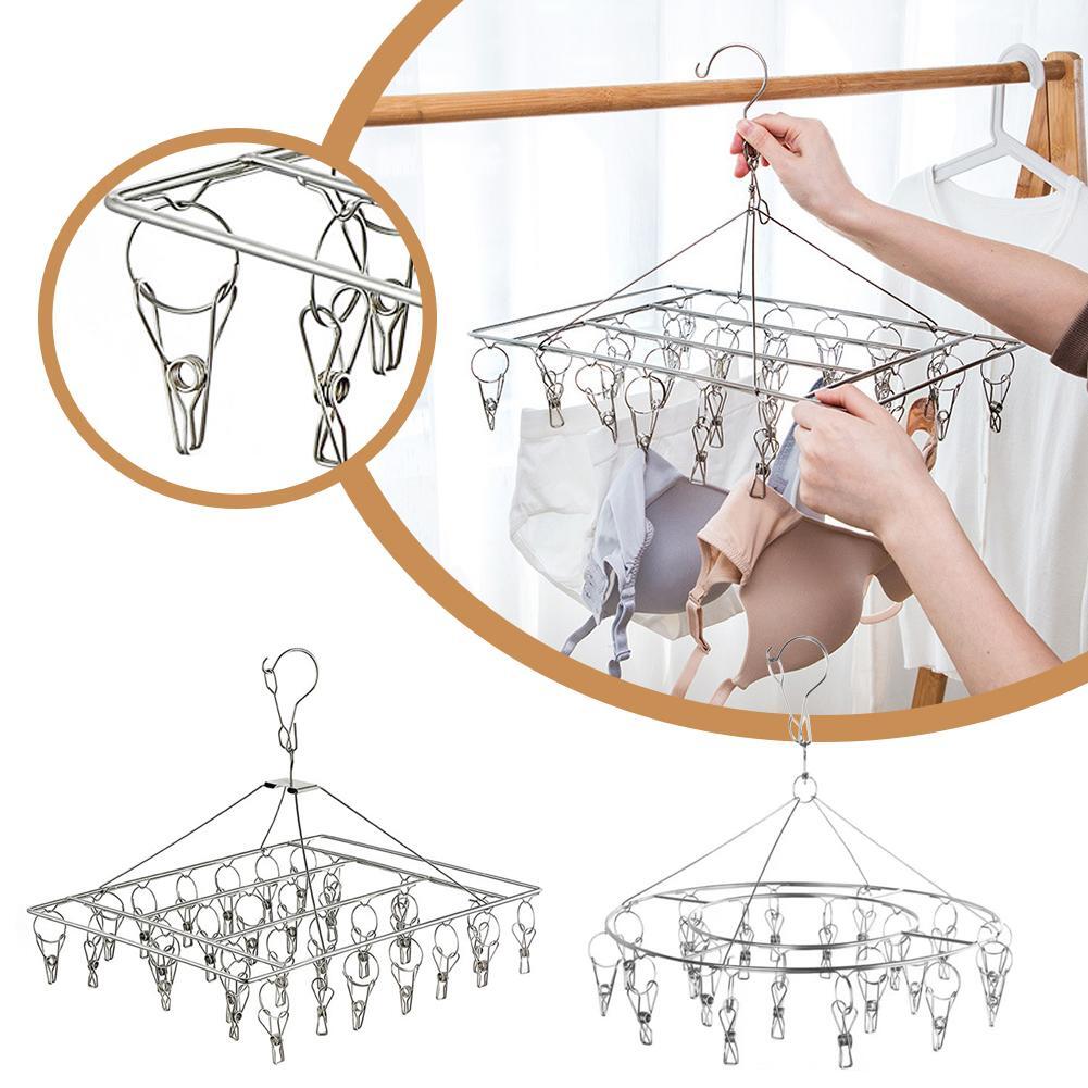 30 Thickened Clip Underwear Sock Hanger Laundry Airer Stainless Rack Steel F6 зα