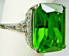 Etched Filigree 10ct Simulated Peridot Sterling Silver Ring Custom-Made D5