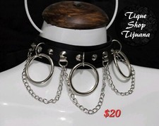 Gothic choker with adjustab buckle for women and men made with synthetic leather