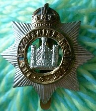 Insignia de tapa del regimiento Devonshire fabricante deslizante bimetálico FM b'ham