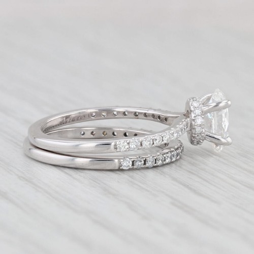 1.45ctw Oval Diamond Engagement Ring Wedding Band Bridal Set 14k White Gold GIA - 第 6/11 張圖片