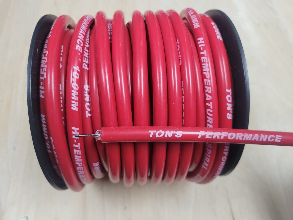ワン様 Ton's Performance 10mm RED silicone Spiral Core Spark plug wire By