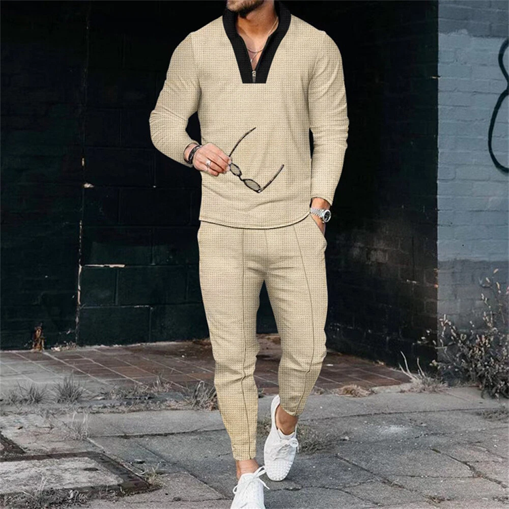 Mens Jogger Tracksuit 2 Piece Pants Sweatsuit Sweatshirt Set