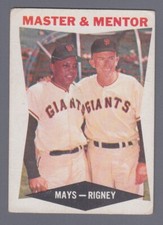 Tarjeta de béisbol 1960 Topps #7 Master & Mentor Mays & Rigney San Fran Giants LG