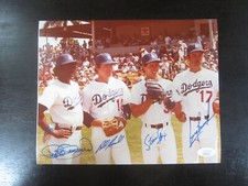 Pedro Guerrero Bill Russell Steve Sax Greg Brock Autograph Signed 8x10 Photo JSA