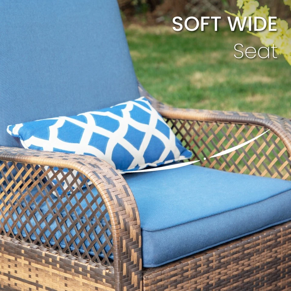 Негабаритный комплект уличной плетеной мебели для патио из 3 предметов ротанг поворотные стулья-качалки - Изображение 3 из 4