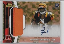 2013 13 TOPPS FINEST GIOVANI BERNARD ROOKIE CAMO REFRACTOR AUTO JUMBO PATCH 7/10