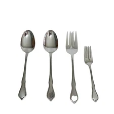 Oneida Stainless Flatware 2 Serving Spoons 1 Meat Fork 1 Salad Fork Brushed