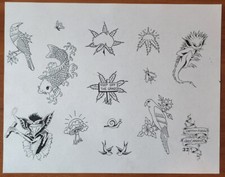 1989 OLD VINTAGE Greg Ardron Traditional Tattoo Flash Sheet Sydney AUS Weed