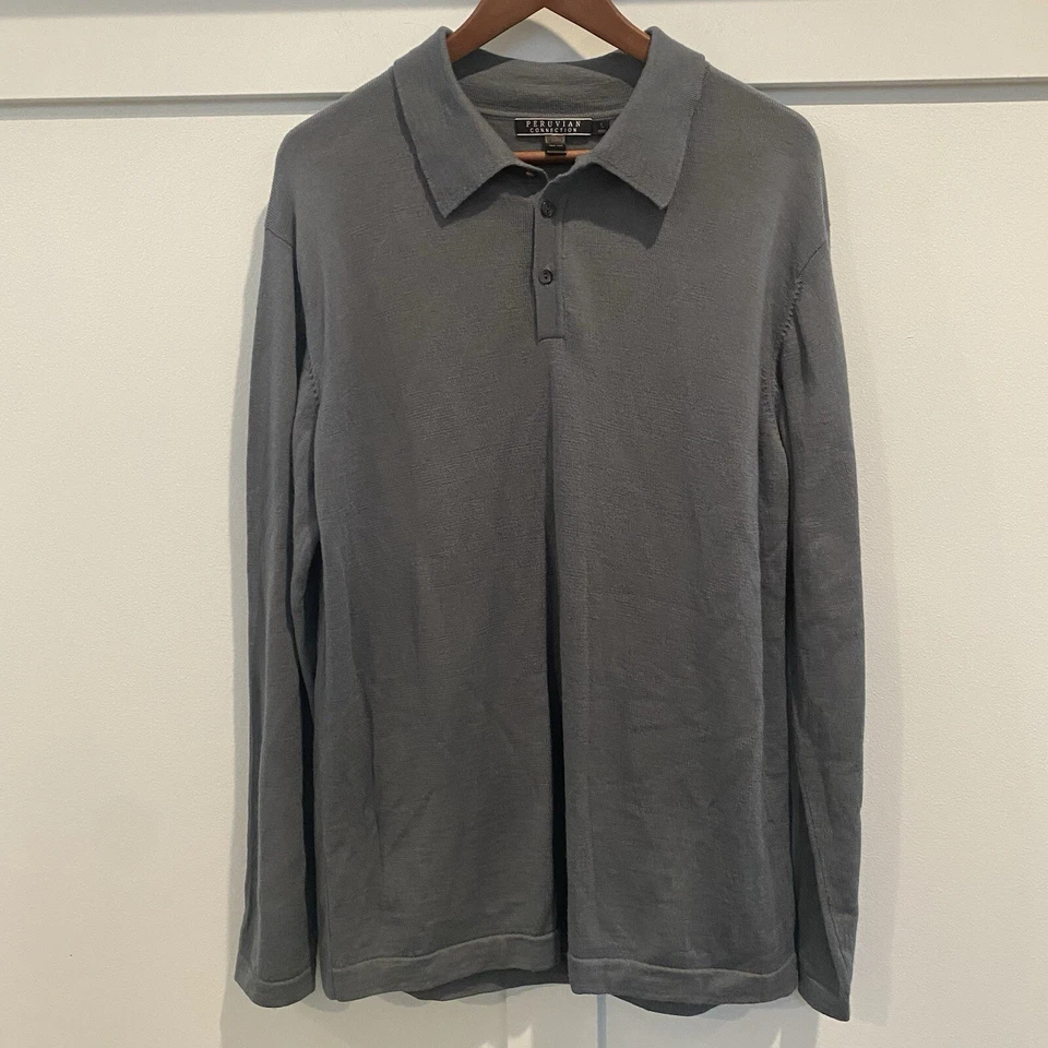 Peruvian Connection Sweater Men Large Green Gray Pullover 100% Wool Peru - Image 3 of 4