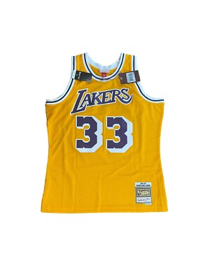 Kareem Abdul Jabbar Signed “HOF 95” Insc Yellow Mitchell N Ness