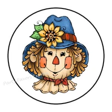 30 SCARECROW FACE HALLOWEEN ENVELOPE SEALS LABELS PARTY FAVORS STICKERS 1.5" 