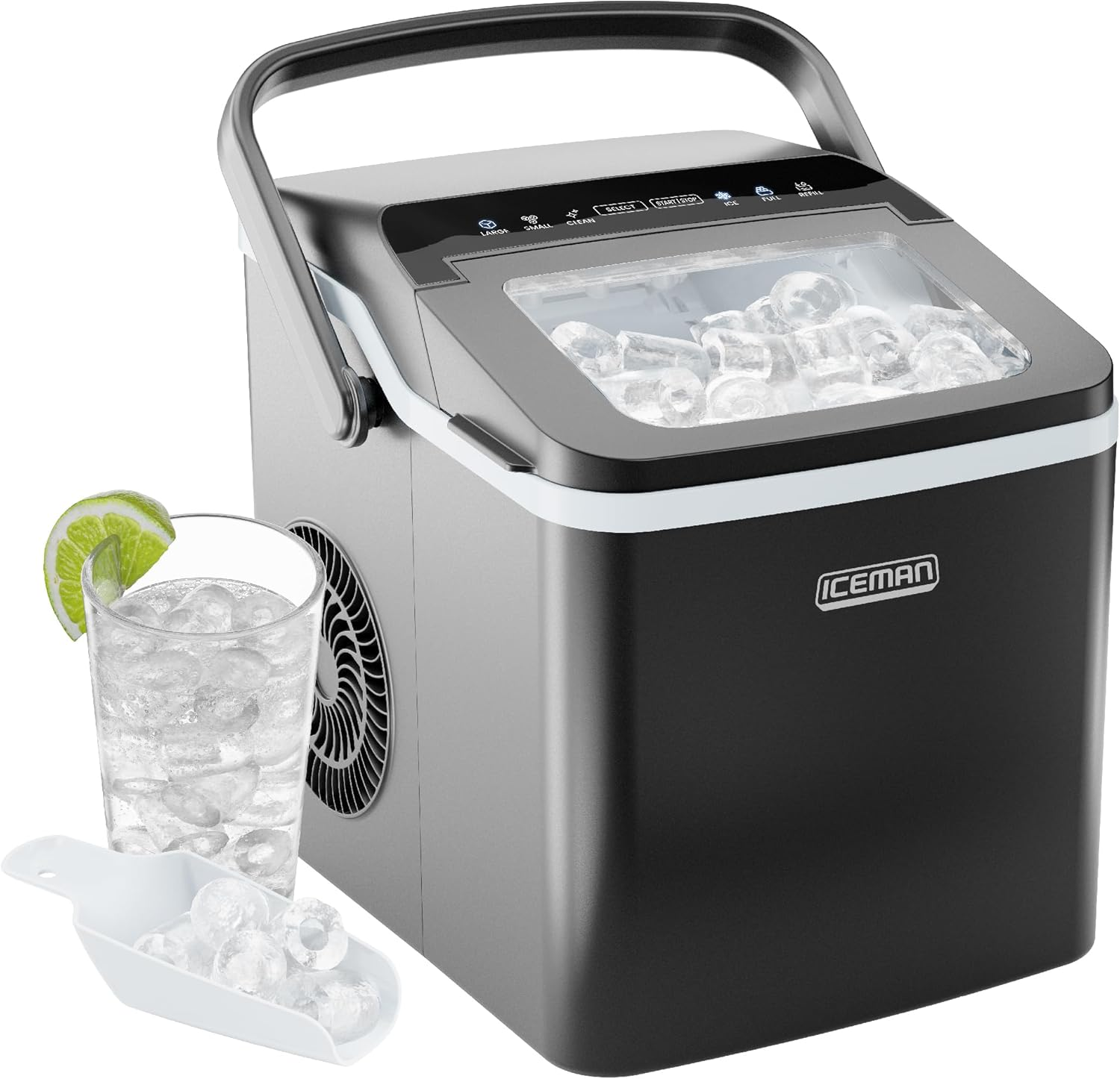 Compact Dual-Size Countertop Ice Maker – 9 Cubes in 7 Minutes, Portable & Fast
