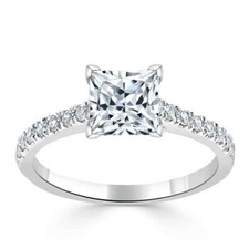 1.48 Ct Simulated Diamond Wedding Engagement Ring 14K Real White Gold Size 7