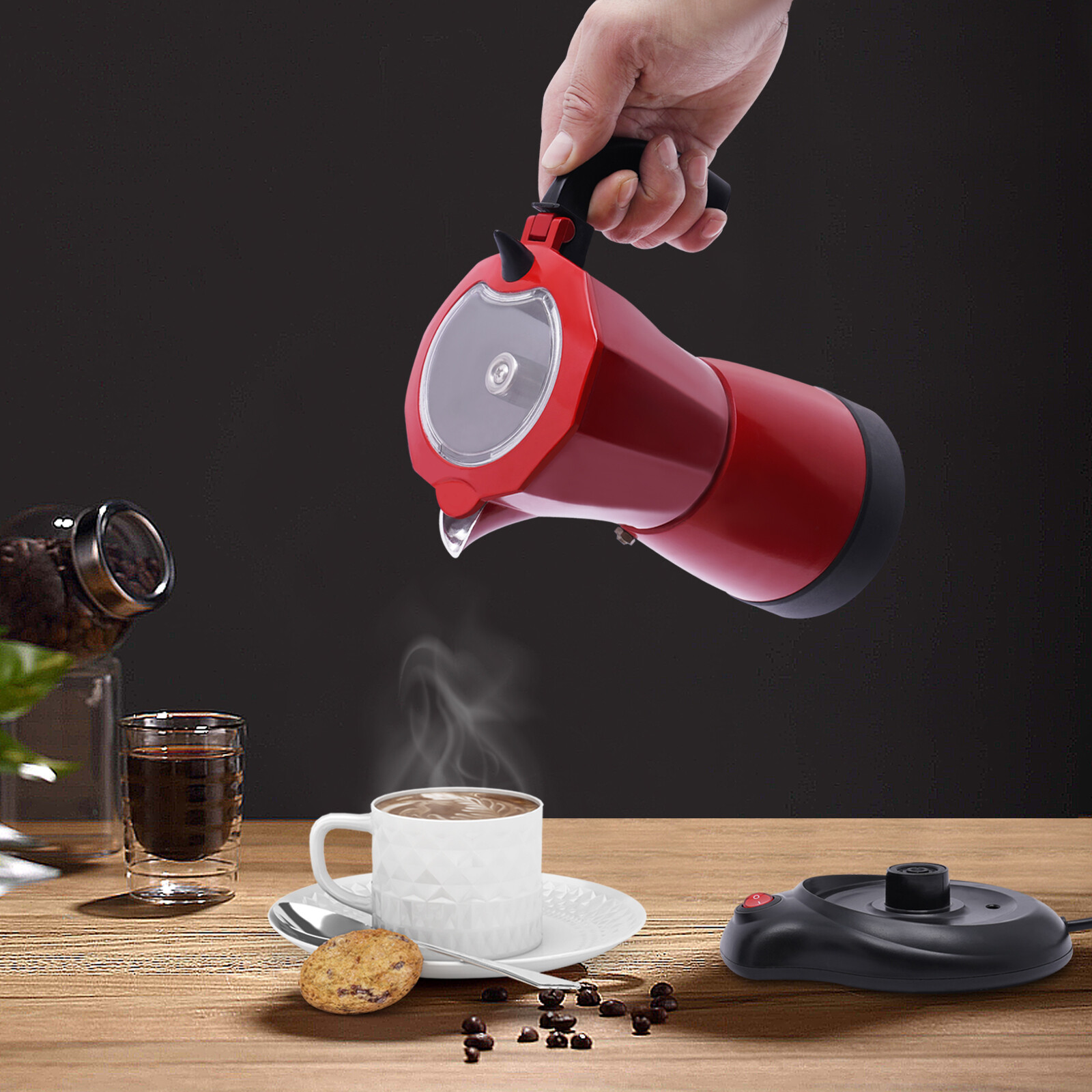 Macchina da Caffè Espresso Rossa 300ml foto 2