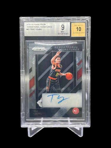 2018-19 Panini Prizm Sensational Signatures Trae Young RC AUTO BGS 9 MINT SS-TYG