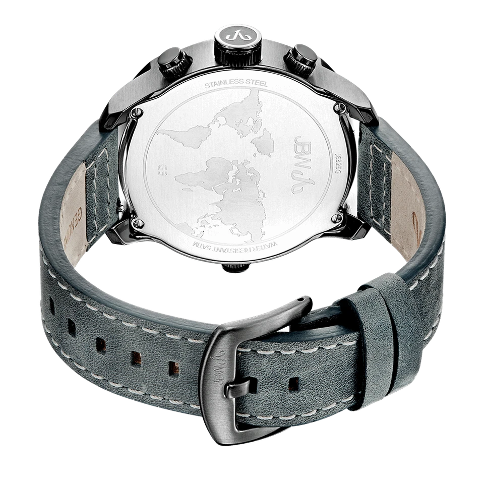 $1095 JBW G3 J6325G Diamantes Chapados en Metal 46 mm Cuarzo Suizo con Cuero Gris Foto 3 de 3