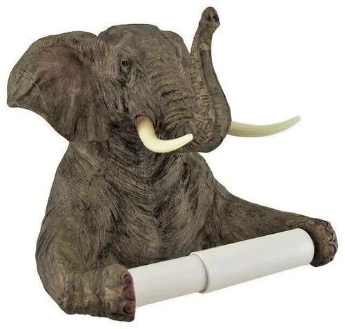 Novelty Elephant Toilet Roll Holder Wall Mounted Unique Bathroom Safari Ornament - Picture 14 of 24