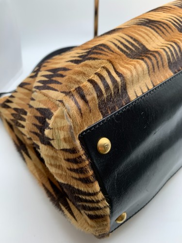 Fendi Peekaboo calfskin Top Handle Handbag RARE beaded Large pattern neutral - Picture 17 of 24