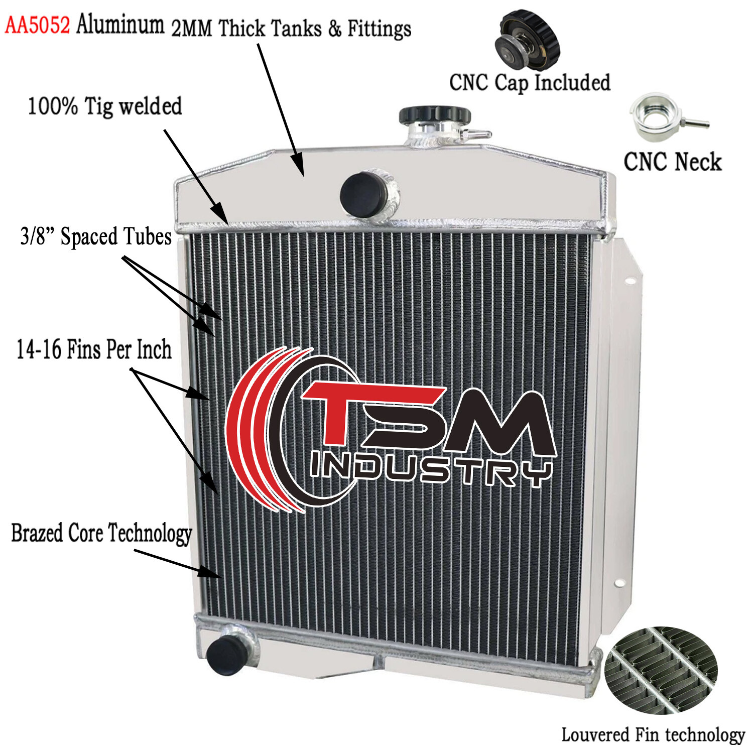 FILA Radiatore nucleo alluminio 3 file per Jeep Willys 1959 1971Jeep CJ3 CJ5 CJ6 MT 1955