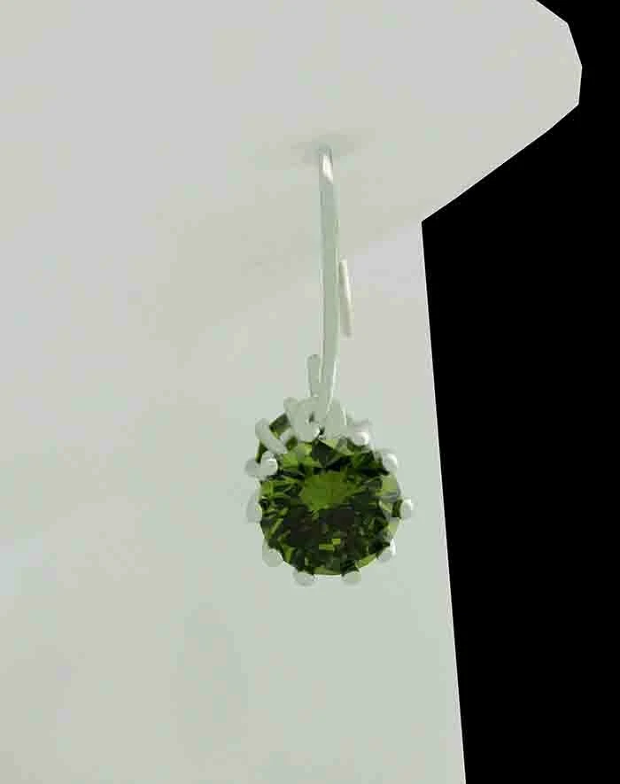 LAB PERIDOTS DANGLING EARRINGS 14K WHITE GOLD PLATED - New With tag - Image 2 of 2