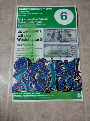 MTA Zugsign - Original MAKE$ Graffiti - 11 x 17 cm