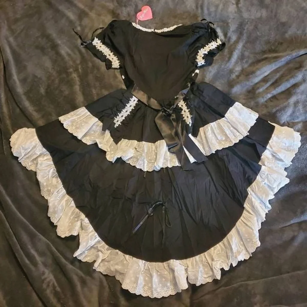 Dolls Kill Sugar Thrillz Gothic Lolita Tiered Lace Trimmed Dress XS, S, M |  eBay