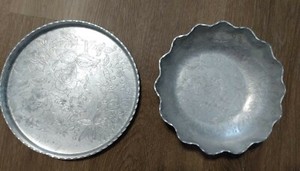Antique Vintage Aluminum Sandwich Tray & Bowl - Admiration Products Co New York