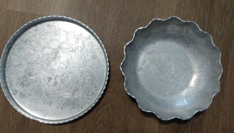 Antique Vintage Aluminum Sandwich Tray & Bowl - Admiration Products Co New York
