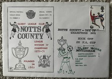Notts County v Newport County 20th November 1971 Dawn First Day Cover