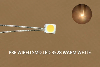 EVEMODEL 20pcs pré-soudés avec micro litz fils câblés Blanc Chaud SMD Led 3528 Nouveau