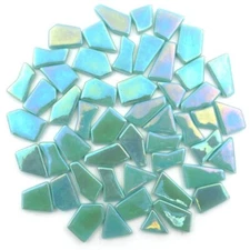 Iridescent Light Teal Odd Cut Shaped Glass Mosaic Tile -25 Tiles