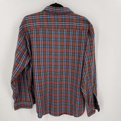 Vintage Genuine Roebucks Red Blue Plaid Flannel Long Sleeve Shirt Mens XL FLAW - Picture 5 of 5
