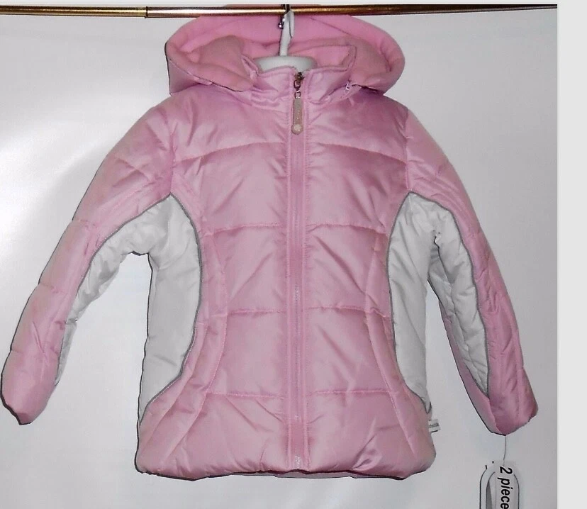 Rothschild Girls Hooded Colorblock Winter Jacket Parka & Fleece Scarf S/4 NWT - Image 2 of 3