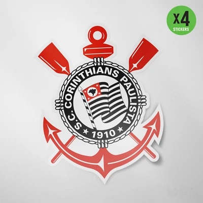 Corinthians Paulista Brasil 4 Pack Sticker Vinyl Decal Calcomania Adesivo