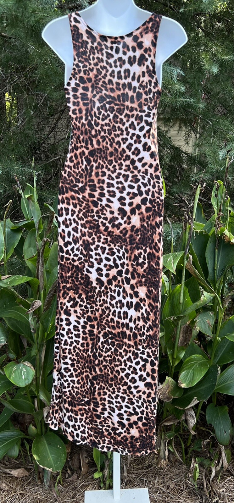 Basic H&M Size XS Viscose Leopard Cheetah Sleeveless Tank Top Womens Maxi Dress thumbnail 4
