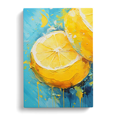 Lemon Fruit Gestural No.2 Canvas Wall Art Print Framed Picture Decor Living Room